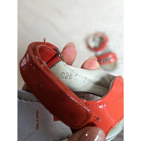 Prada Girls Orange Strappy Sandals Silver Metal Chain Designer 0261 Shoes 26 - Picture 7 of 9